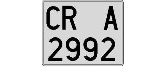 CR2992A matricula cuadrada