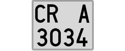 CR3034A matricula cuadrada