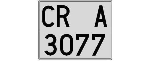 CR3077A matricula cuadrada