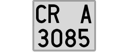 CR3085A matricula cuadrada