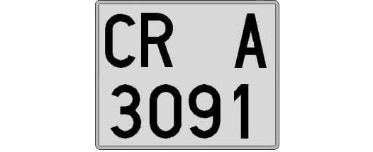 CR3091A matricula cuadrada