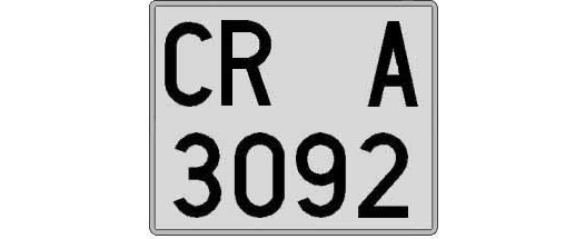 CR3092A matricula cuadrada