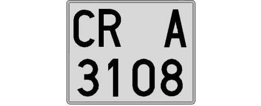 CR3108A matricula cuadrada