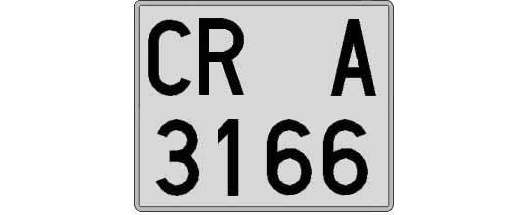 CR3166A matricula cuadrada