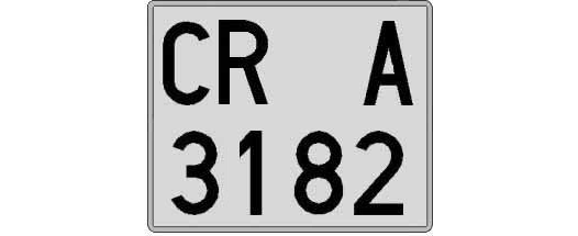CR3182A matricula cuadrada