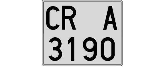 CR3190A matricula cuadrada