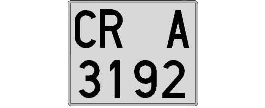 CR3192A matricula cuadrada