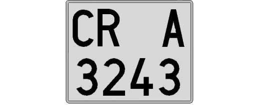 CR3243A matricula cuadrada