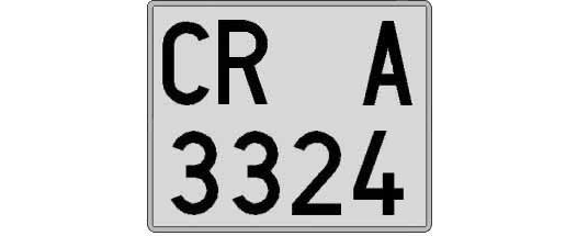 CR3324A matricula cuadrada