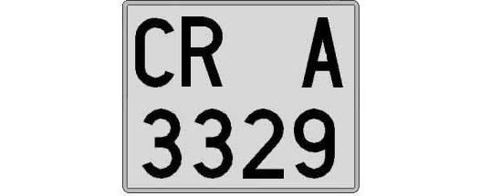 CR3329A matricula cuadrada