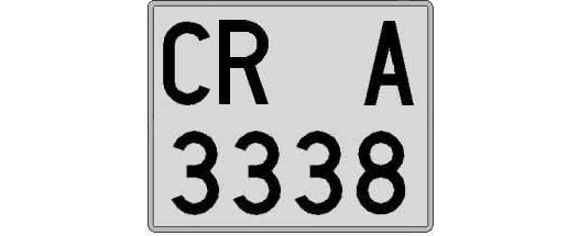 CR3338A matricula cuadrada