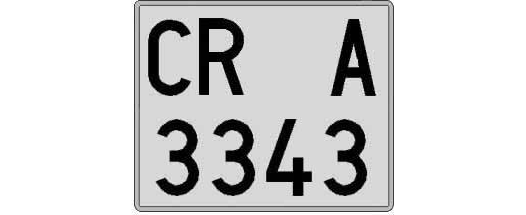CR3343A matricula cuadrada