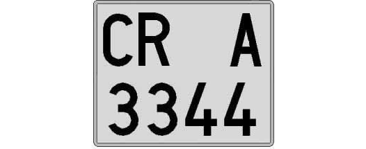 CR3344A matricula cuadrada