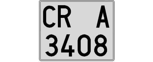 CR3408A matricula cuadrada