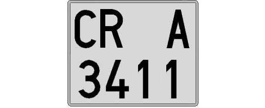CR3411A matricula cuadrada