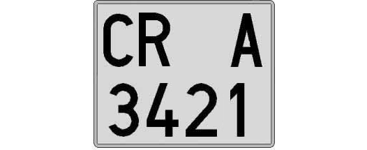CR3421A matricula cuadrada