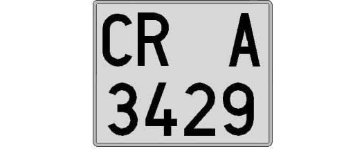 CR3429A matricula cuadrada