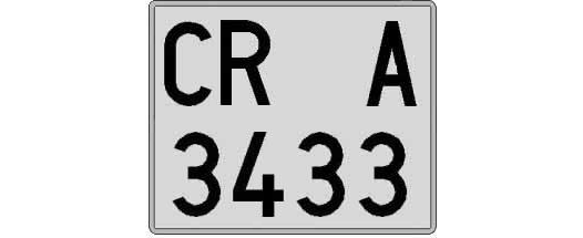 CR3433A matricula cuadrada
