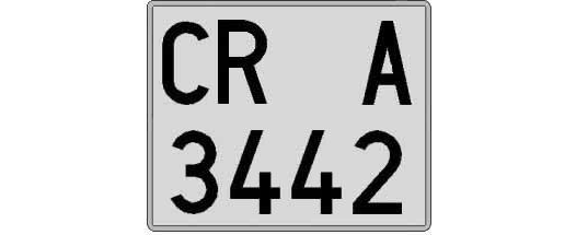 CR3442A matricula cuadrada
