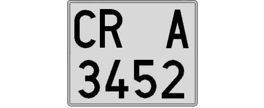 CR3452A matricula cuadrada