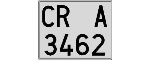 CR3462A matricula cuadrada