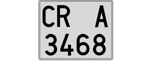 CR3468A matricula cuadrada