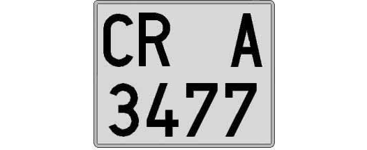 CR3477A matricula cuadrada