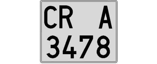 CR3478A matricula cuadrada