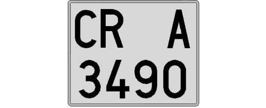 CR3490A matricula cuadrada