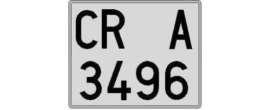 CR3496A matricula cuadrada