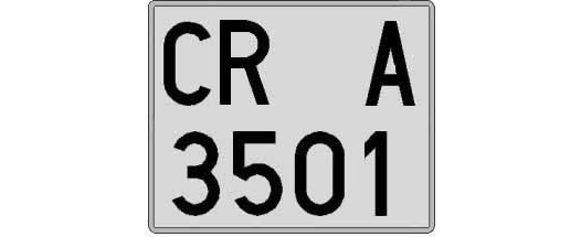 CR3501A matricula cuadrada