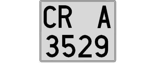 CR3529A matricula cuadrada