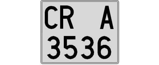 CR3536A matricula cuadrada
