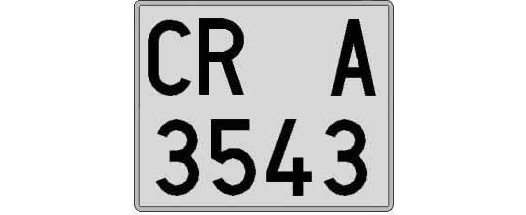 CR3543A matricula cuadrada