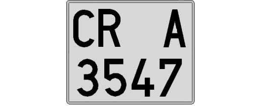 CR3547A matricula cuadrada