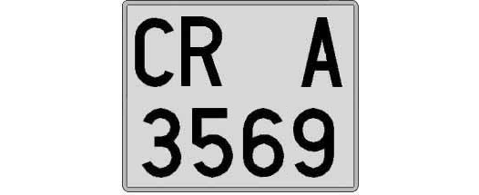 CR3569A matricula cuadrada