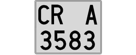 CR3583A matricula cuadrada