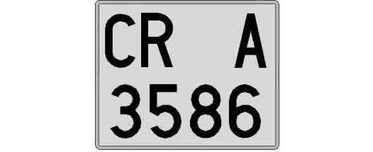 CR3586A matricula cuadrada