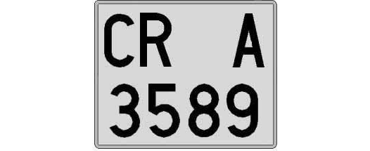 CR3589A matricula cuadrada