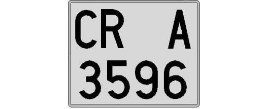 CR3596A matricula cuadrada