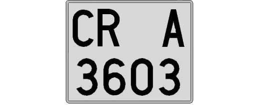 CR3603A matricula cuadrada