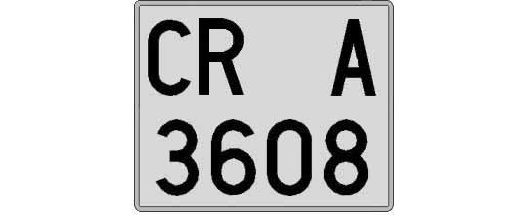 CR3608A matricula cuadrada