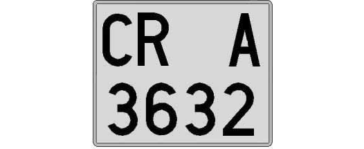 CR3632A matricula cuadrada
