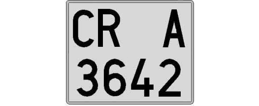 CR3642A matricula cuadrada