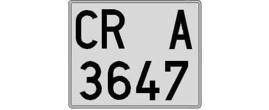 CR3647A matricula cuadrada