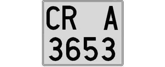 CR3653A matricula cuadrada