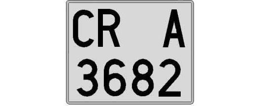 CR3682A matricula cuadrada
