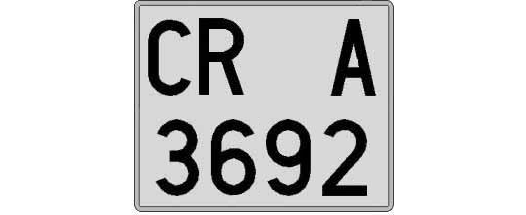 CR3692A matricula cuadrada