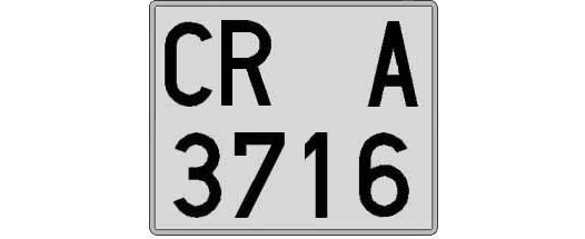 CR3716A matricula cuadrada