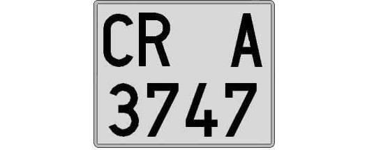 CR3747A matricula cuadrada